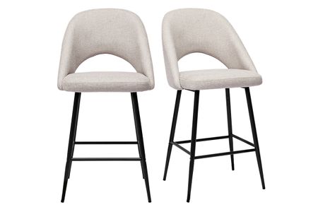 Tabourets de bar en tissu effet velours texturé beige H65 cm (lot de 2) COSETTE