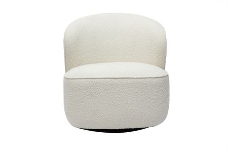 Fauteuil design pivotant en tissu effet laine bouclée blanc AMBER