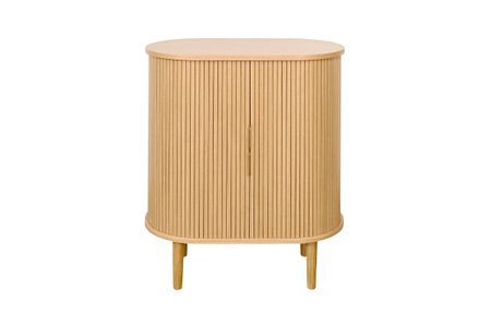 Buffet haut vintage avec portes coulissantes bois clair chêne L70 cm EPIC