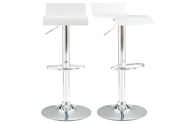 Tabourets de bar design blancs et acier chromé (lot de 2) SURF V2