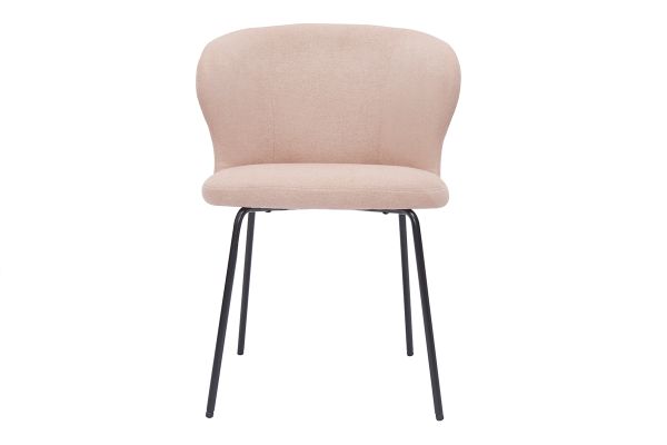 Chaise design en tissu effet velours rose poudré et métal noir YDA