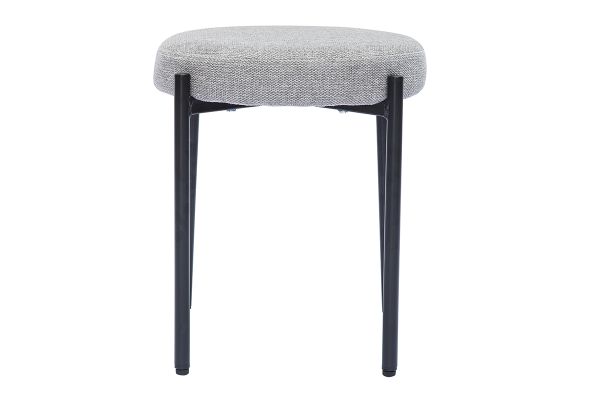Tabouret bas empilable en tissu effet velours texturé gris clair et métal noir H41 cm KIKO