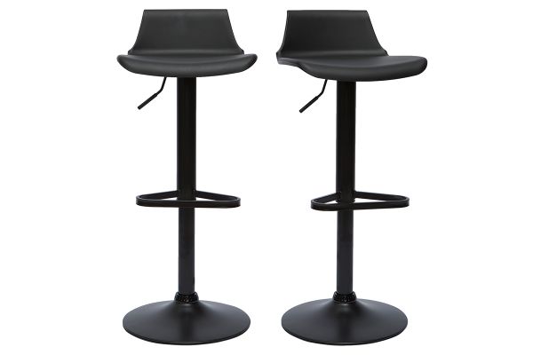 Tabourets de bar design réglables noirs 360° (lot de 2) KRONOS