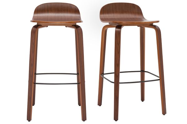 Tabourets de bar vintage noyer H68 cm (lot de 2) OBRA