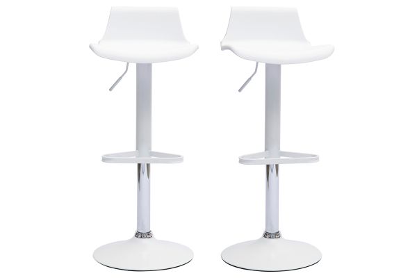 Tabourets de bar design réglables blancs 360° (lot de 2) KRONOS