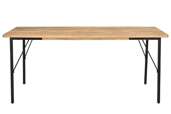Table à manger rectangulaire en bois manguier massif et métal noir L180 cm JUDE
