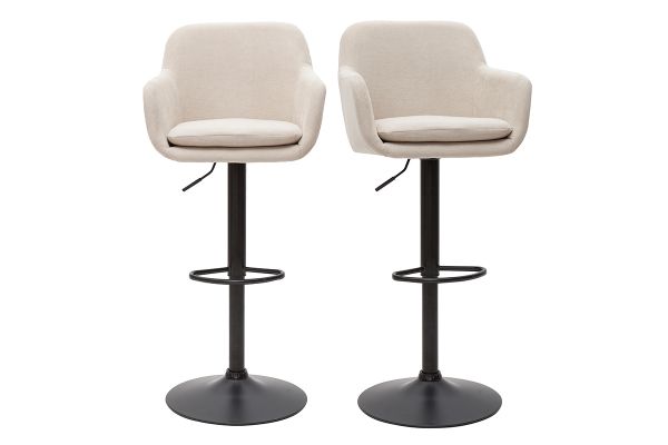 Tabourets de bar réglables tissu effet velours beige et métal (lot de 2) AMIKA