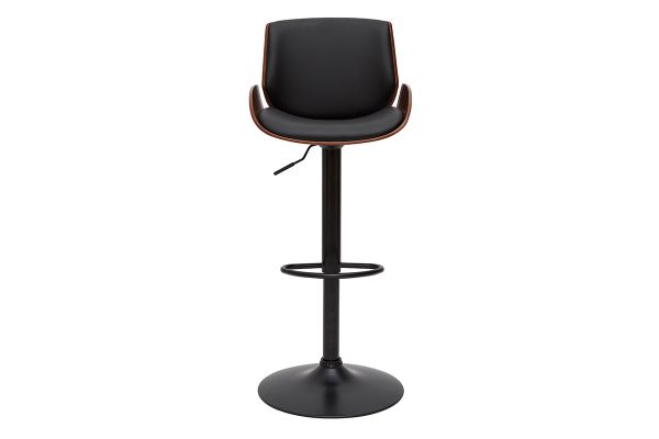 Tabouret de bar relevable noir et bois foncé VESPER