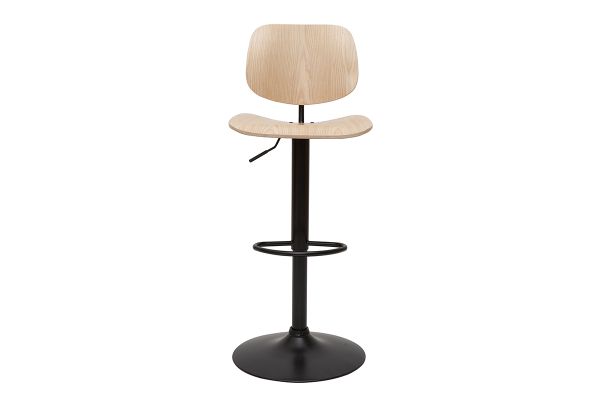 Tabouret de bar relevable bois clair et métal noir TOBIAS