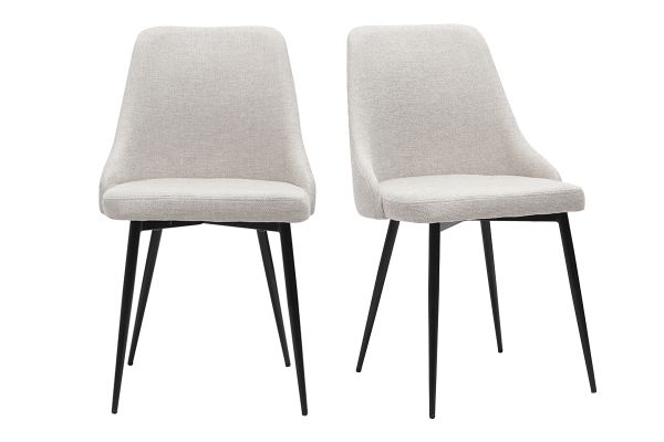 Chaises design en tissu effet velours beige naturel et métal noir (lot de 2) CULT