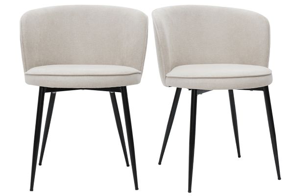 Chaises design en tissu effet velours beige et métal noir (lot de 2) SERIF
