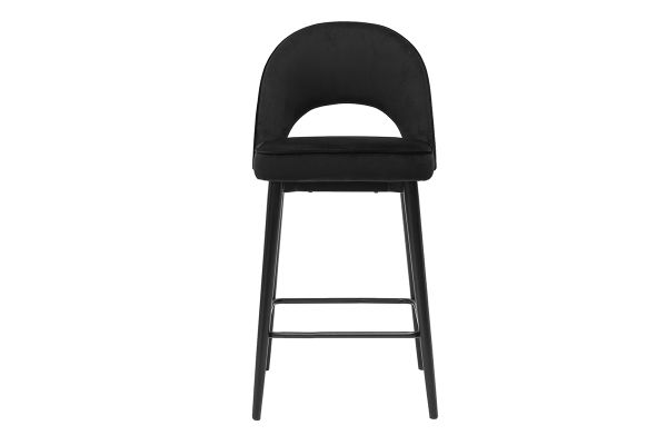 Tabouret de bar design en velours noir et métal H69 cm BELLEROSE
