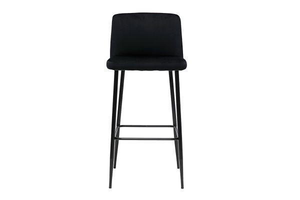 Tabouret de bar fixe velours noir et pied métal noir H78 MONTI
