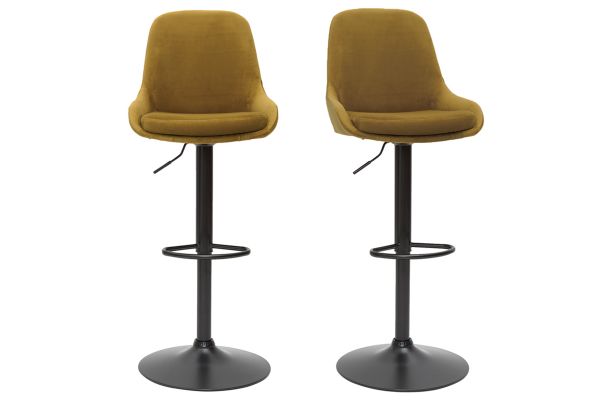Tabourets de bar design réglables velours bronze (lot de 2) HOLO