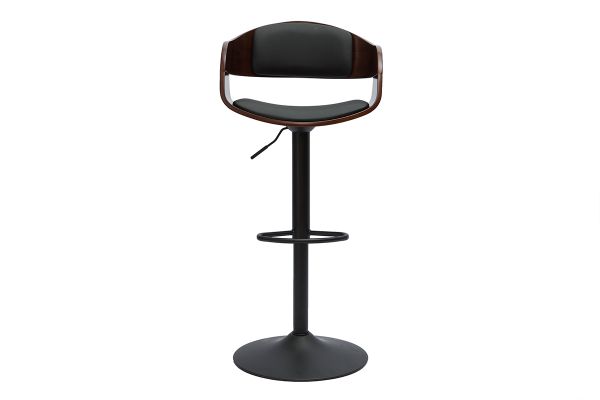 Tabouret de bar design réglable noir et bois foncé EUSTACHE