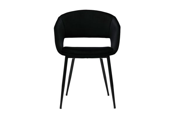 Chaise design noire en tissu velours et métal PRISMA