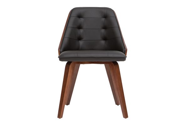 Chaise design noir et bois foncé noyer FLUFFY