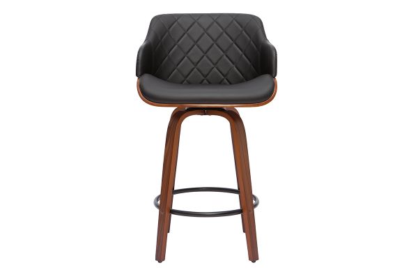 Tabouret de bar design pivotant 360° noir et bois foncé H65 cm LUCIEN