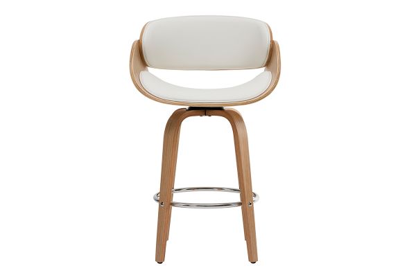 Tabouret de bar pivotant blanc et bois clair 69 cm BENT