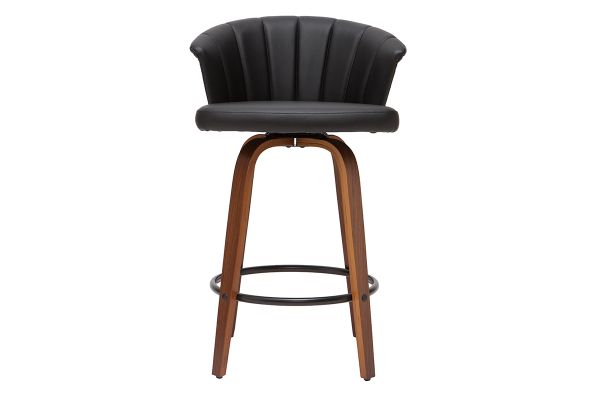 Tabouret de bar design pivotant noir et bois foncé H65cm ALBIN