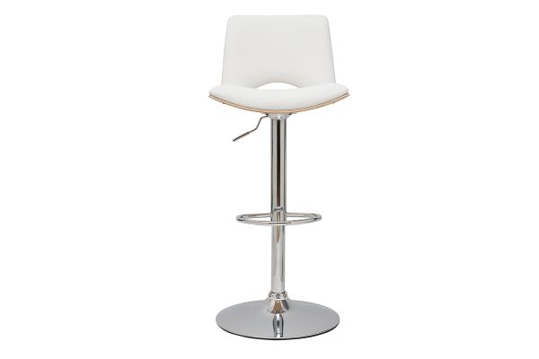 Tabouret de bar design réglable blanc et bois clair PANACH