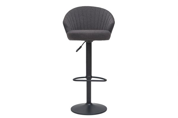 Tabouret de bar design réglable et pivotant en tissu gris foncé IZAAC
