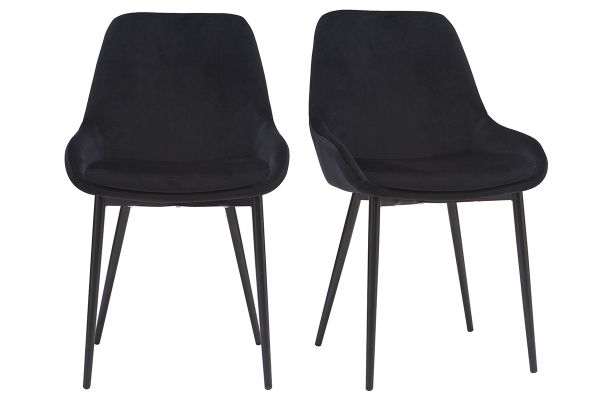Chaises design noires en tissu velours et métal (lot de 2) HOLO