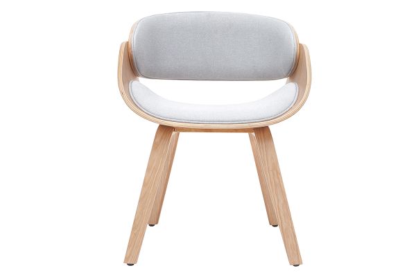 Chaise design en tissu gris et bois clair BENT