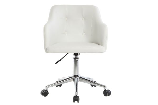 Chaise de bureau à roulettes design blanc et acier chromé BALTIK