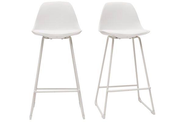 Tabourets de bar design blancs pieds métal 66 cm (lot de 2) FRANZ