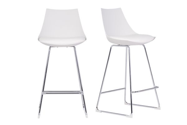 Tabourets de bar design blancs 65 cm (lot de 2) JUNE