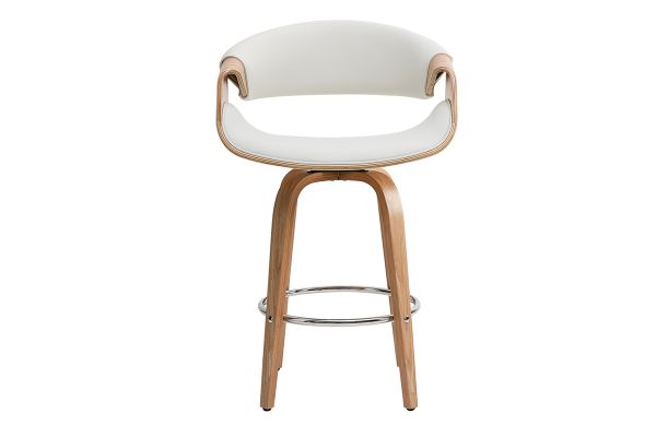Tabouret de bar design blanc et bois clair 68 cm ARAMIS