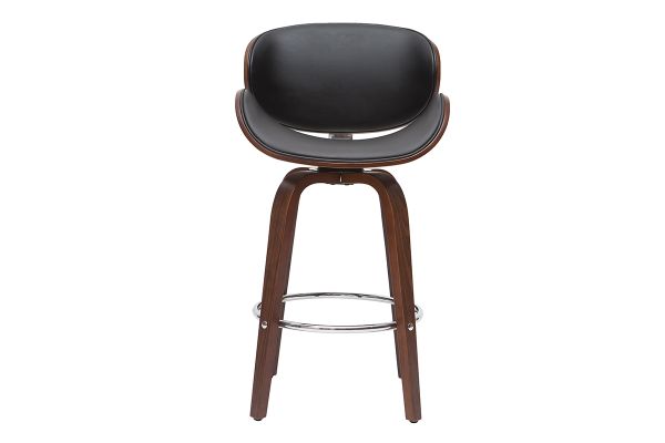 Tabouret de bar pivotant noir et bois foncé 65 cm WALNUT