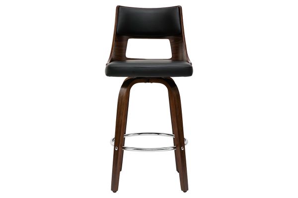 Tabouret de bar vintage pivotant noir et bois foncé GARBO