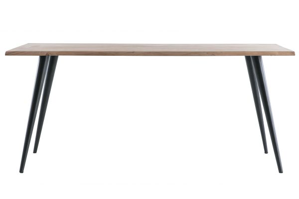 Table à manger rectangulaire industrielle en bois massif et métal noir L175 cm EDGE