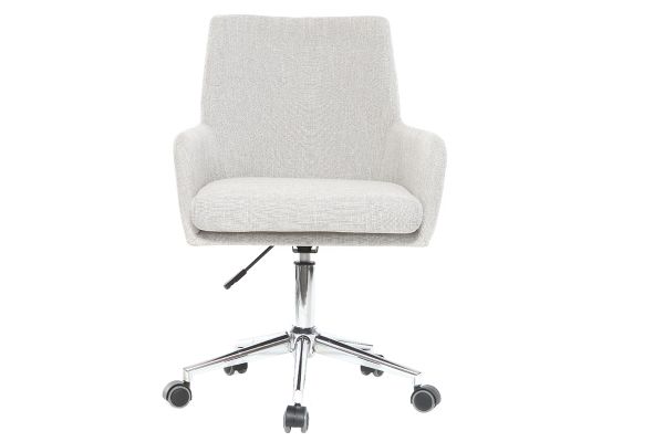 Chaise de bureau à roulettes en tissu gris clair et acier chromé SHANA