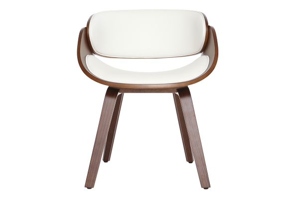 Chaise design blanc et bois foncé noyer BENT