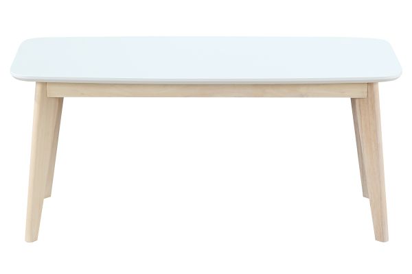 Banc scandinave blanc et bois clair L100 cm LEENA