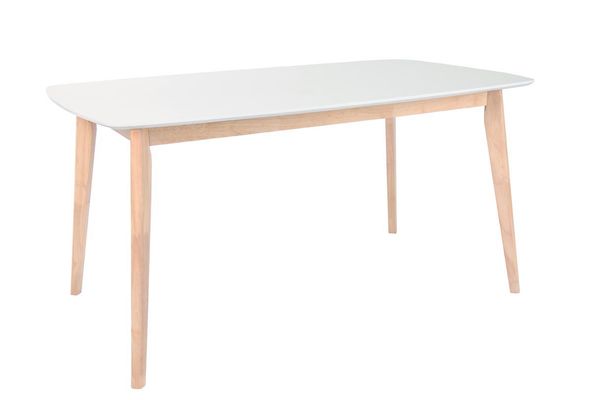 Table à manger design blanc et bois clair L120 cm LEENA