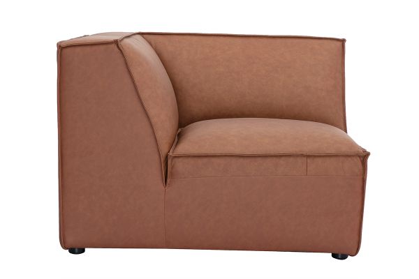 Module d'angle central pour canapé en cuir marron SPLIT
