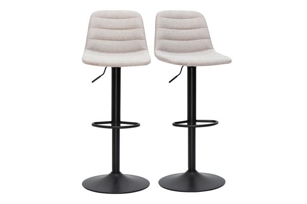 Tabourets de bar réglables en tissu effet velours texturé beige et métal (lot de 2) SAURY
