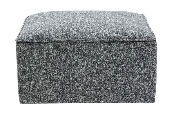 Pouf repose pieds en tissu chiné gris foncé KERRY
