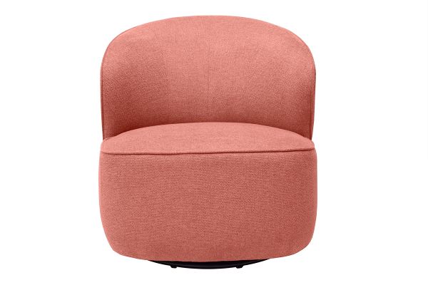 Fauteuil design pivotant en tissu effet velours texturé terracotta AMBER