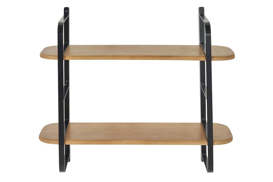 Mensola murale in legno massello di mango e metallo nero L70 cm AKINA
