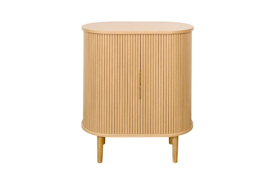 Aparador alto vintage con puertas correderas de madera clara de roble 70 cm - EPIC