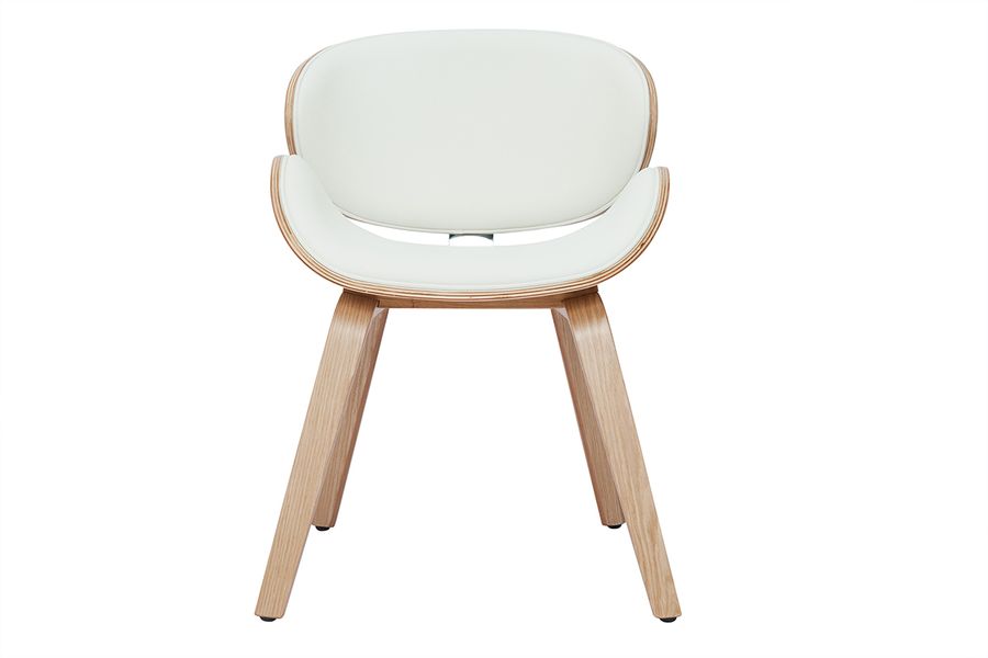 Design-Stuhl in Weiß und helles Holz WALNUT