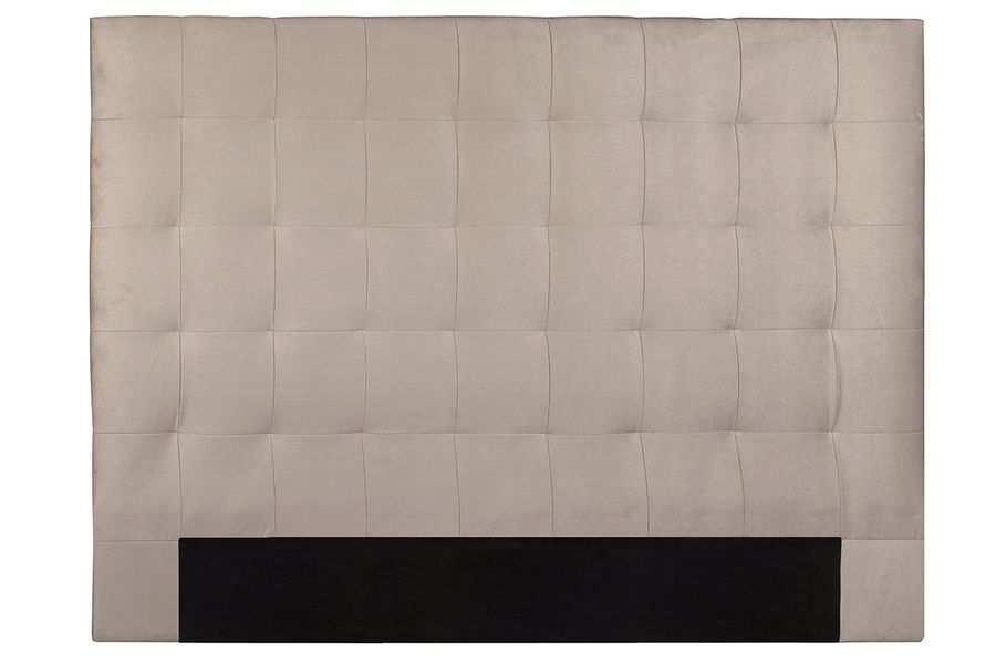 Testata letto lavorazione capitonné in tessuto velluto color talpa L140 cm HALCIONA
