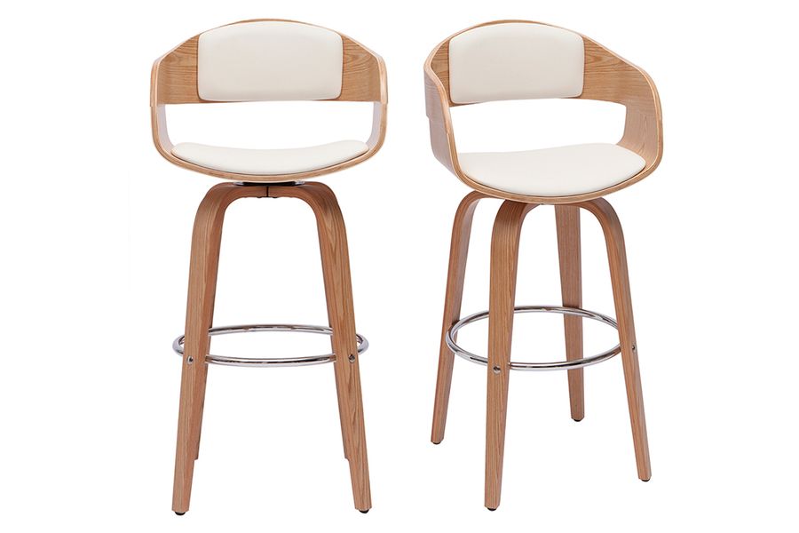 Sgabelli da bar scandinavi girevoli 360° in legno chiaro H67.5 cm GAO
