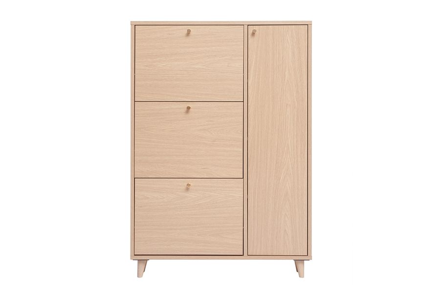 Scarpiera finitura legno chiaro rovere e metallo dorato L90 cm SILVESTRE