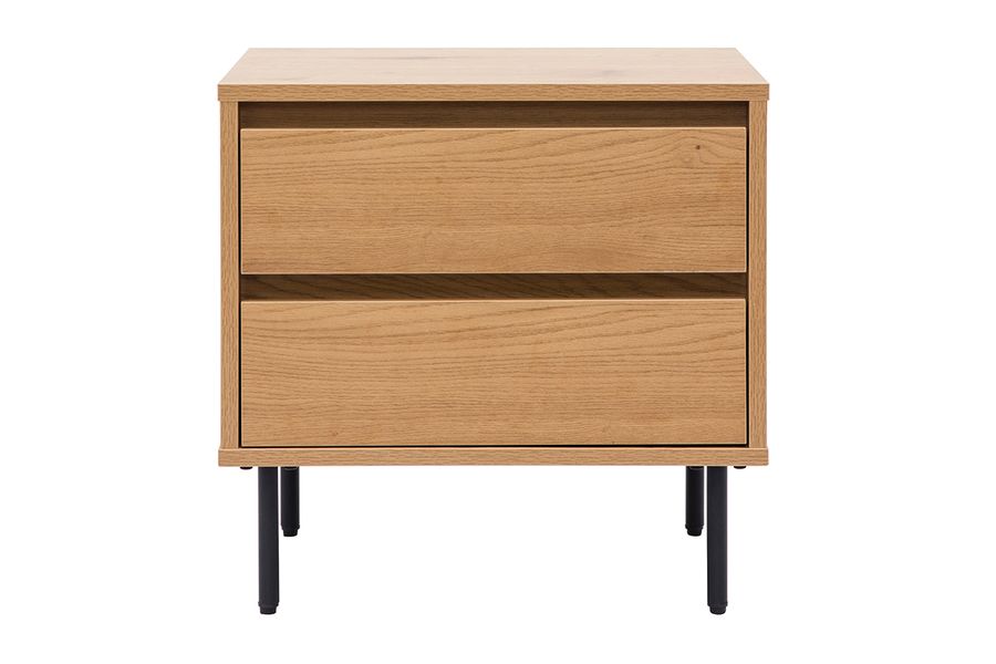 Table de chevet avec rangements 2 tiroirs finition bois clair chêne ARAGON